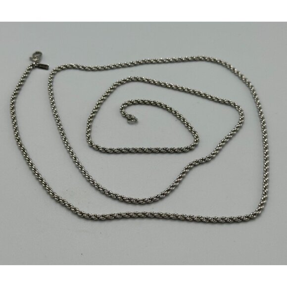 3/$30 Vintage Monet Necklace Twist Rope Chain 2MM Long Length Thin 28 Inch - Picture 1 of 10